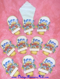 Image for Bluebirds/Bluebird of Happiness Vintage Diecut Paper Napkin Holders & Place Card Holders Set of 10 <b><span style='color:red'> *****FIRST CLASS SHIPPING INCLUDED – DOMESTIC ORDERS ONLY!***** </span></b><span style='color:purple'>